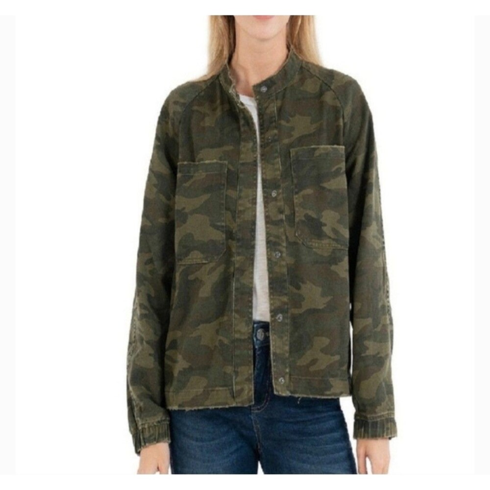 Kut From The Kloth Cruz Camouflage Bomber Jacket Women's L Outdoor Army Grunge